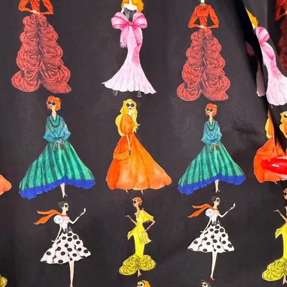 Alice + Olivia Willa Romantic Stace Face Black Shirt Blouse Women Size M - Picture 2 of 7